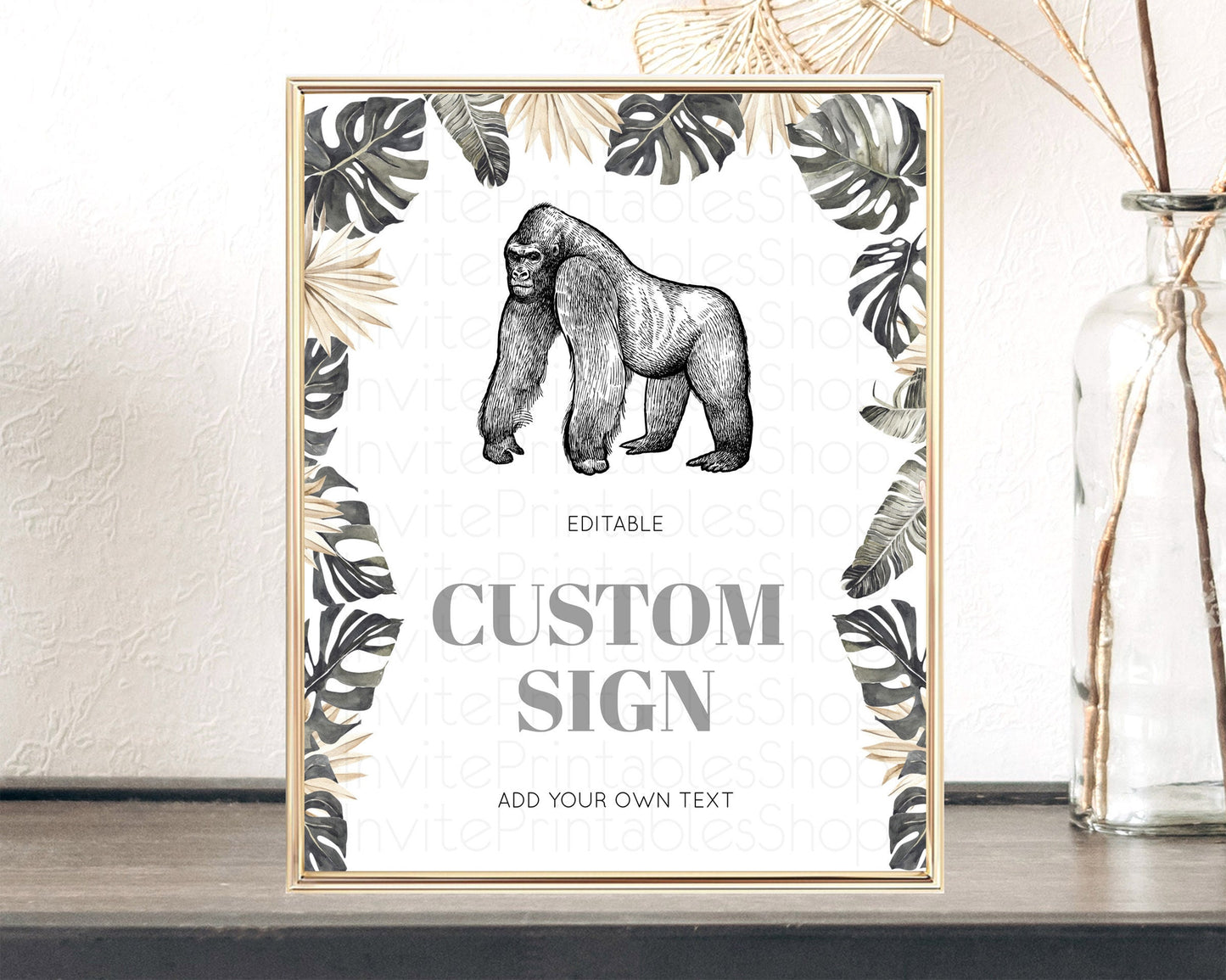 Editable Gorilla Table Sign Decor Gorilla Party Sign Template Safari Adventu