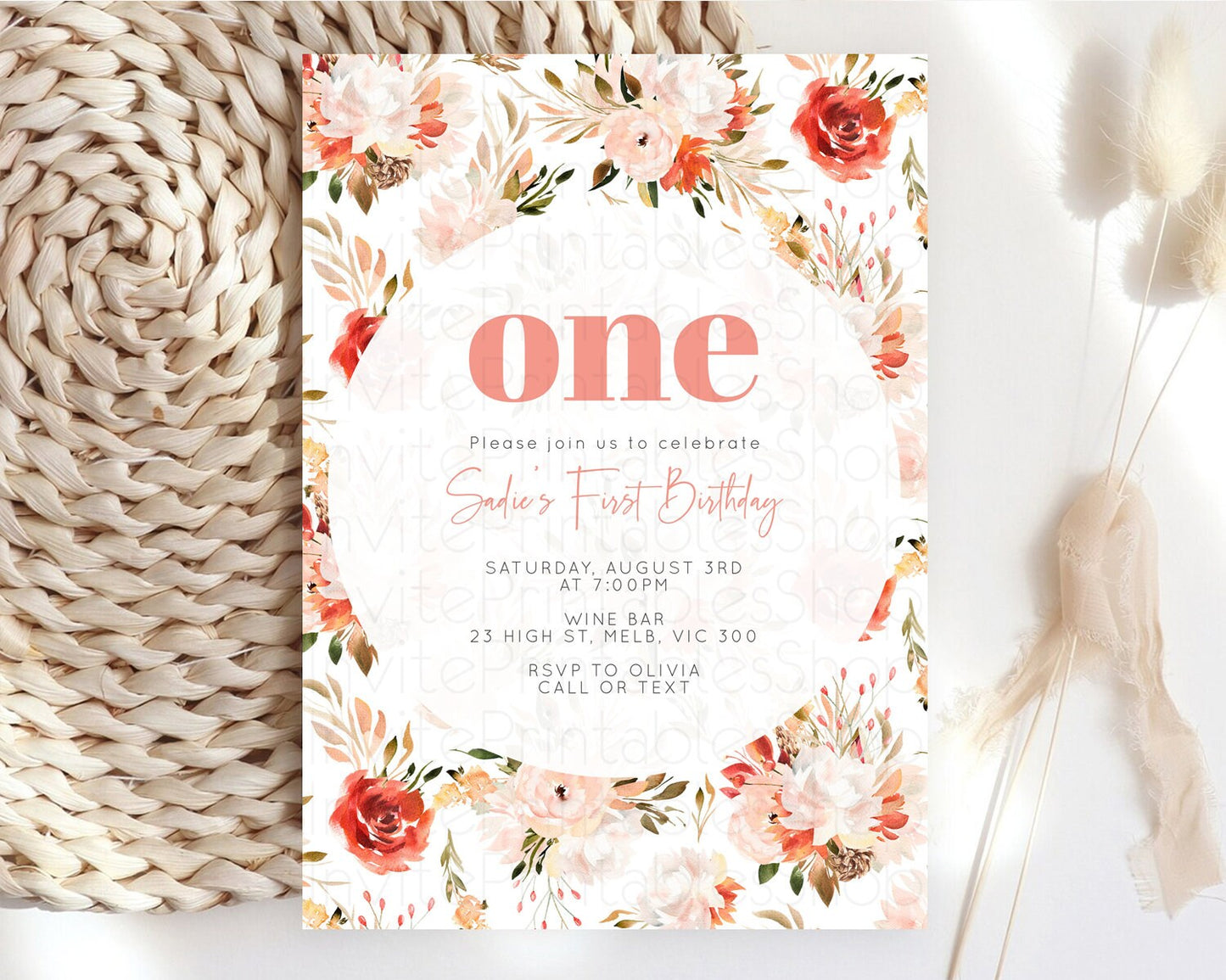Secret Garden Invitation Wildflower Birthday Invitation Pastel Flowers Invite Enchanted Garden Boho Floral 3rd 2nd First Birthday D10540