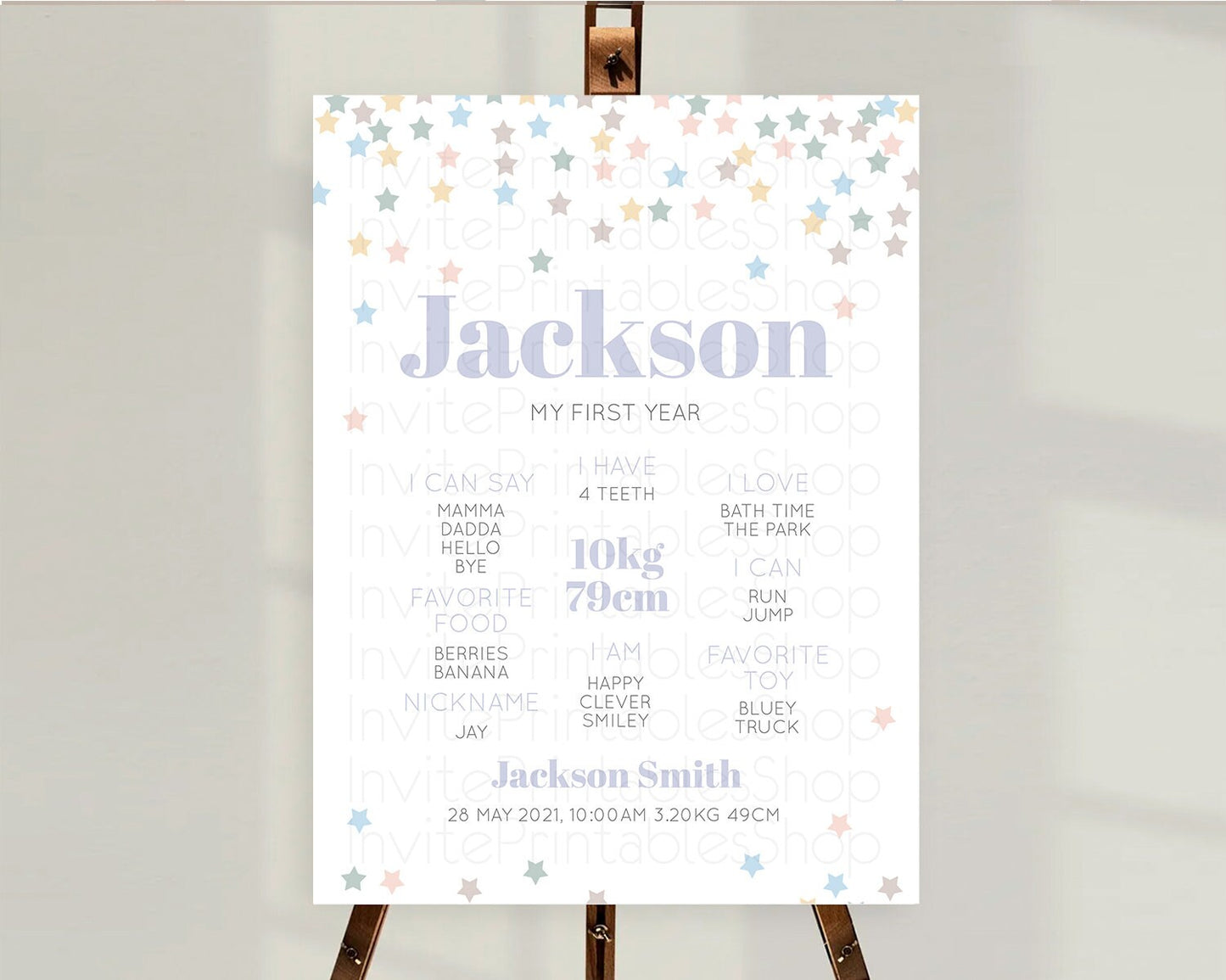 Star First Birthday Milestone Poster Pastel Stars Milestone Shooting Star Rainbow Colorful Confetti Twinkle Little Star 1st Birthday D10795