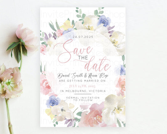 Wildflower Save The Date Template Secret Garden Save The Date Pastel Floral Garden Party Boho Flowers Birthday Baby Shower Wedding D10841