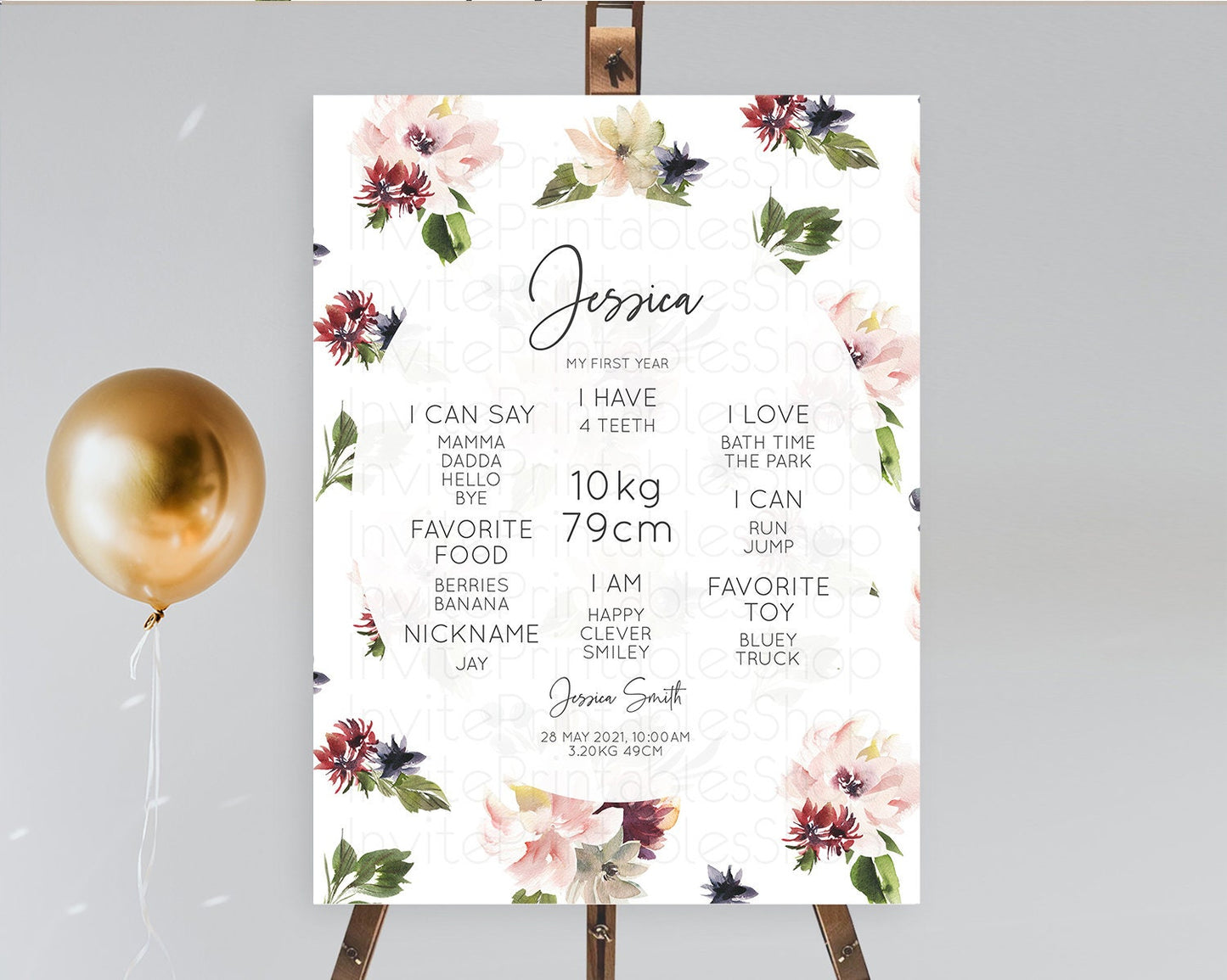 Secret Garden Milestone Board Wildflower First Birthday Milestone Poster Pastel Flowers Milestone Boho Wildflower 1st Birthday Sign D10538