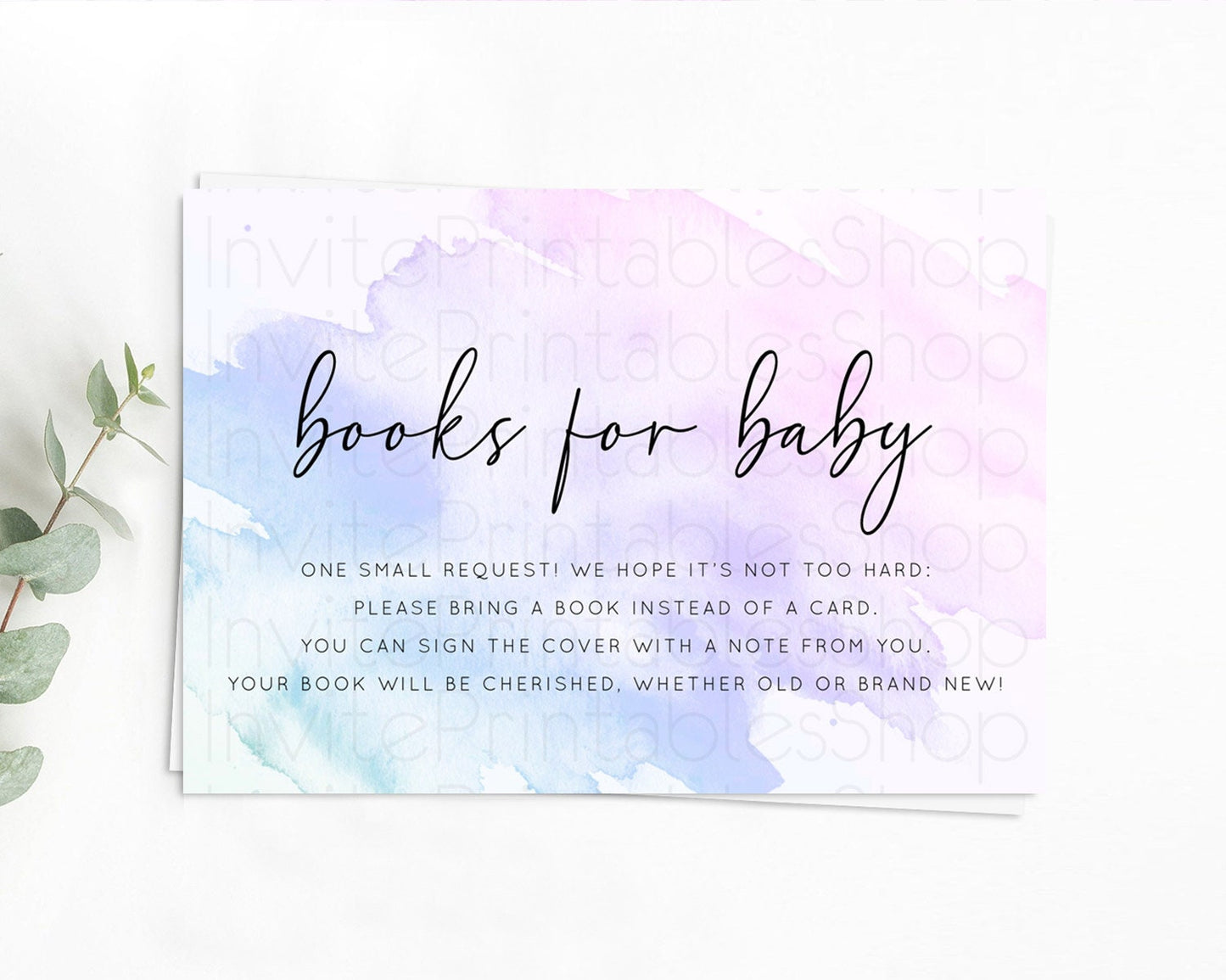 Purple Books For Baby Card Watercolor Book Insert Pastel Purple Baby Shower Book Card Purple Watercolor Guests Book Poem Request D10165