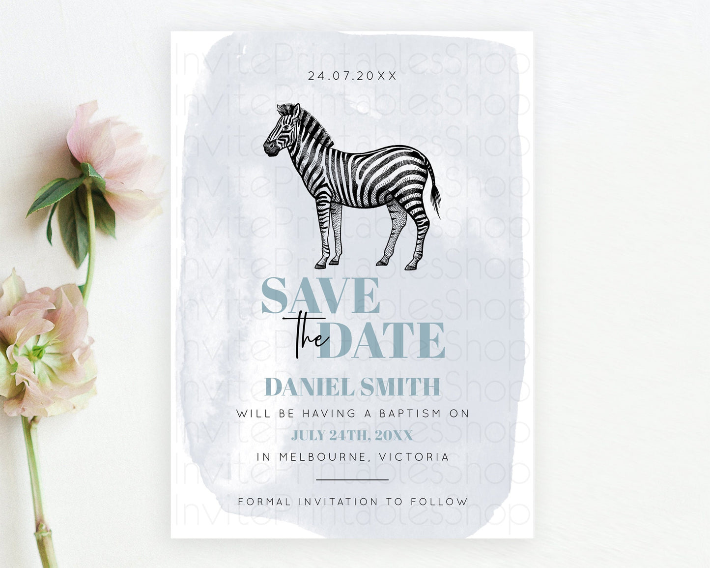 Zebra Save The Date Template Zebra Party Save The Date Safari Adventure Zebra Minimal Theme For 1st Birthday Baptism Baby Shower D10814