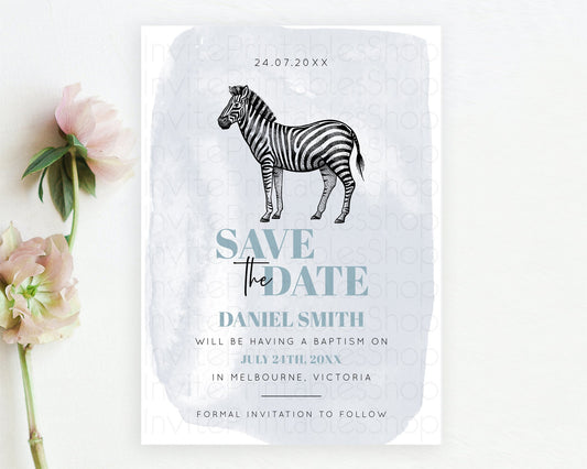 Zebra Save The Date Template Zebra Party Save The Date Safari Adventure Zebra Minimal Theme For 1st Birthday Baptism Baby Shower D10814