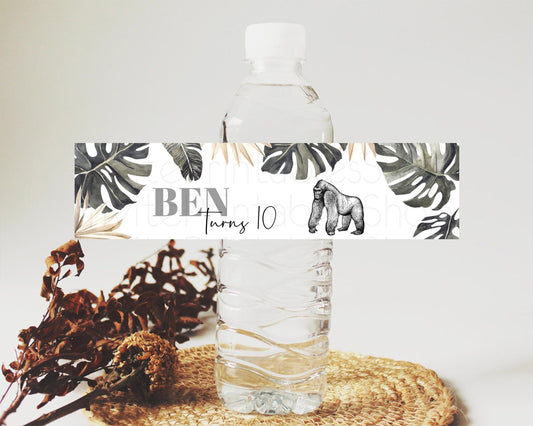 Editable Gorilla Water Label Template Gorilla Party Decor Water Label Safari