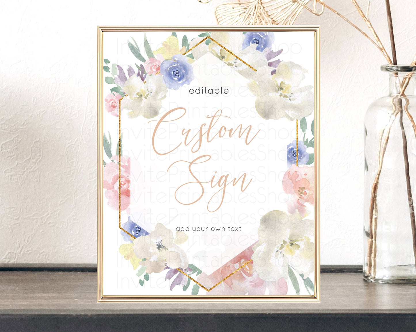 Wildflower Floral Table Sign Decor Secret Garden Sign Template Pastel Floral Garden Party Boho Flowers Birthday Baby Shower Wedding D10254