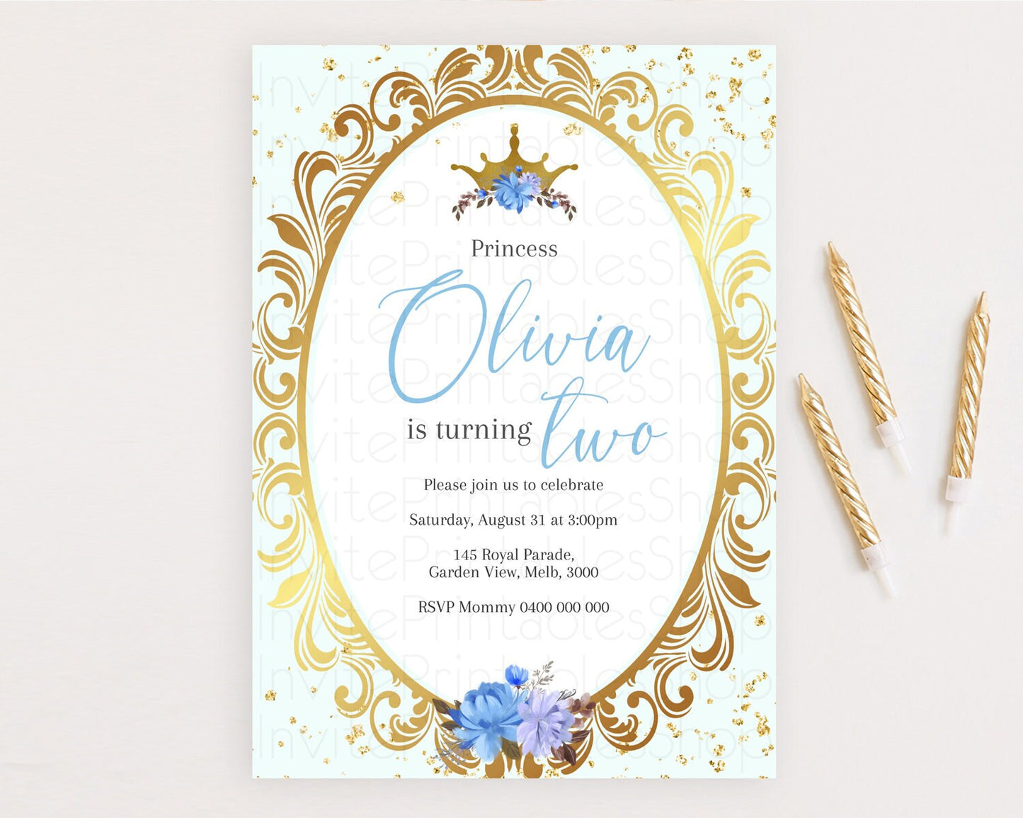 Princess Birthday Invitation Castle Invitation Royal Birthday Fairy Tale Enchanted Mirror Pastel Floral Garden 1st First Birthday D10745