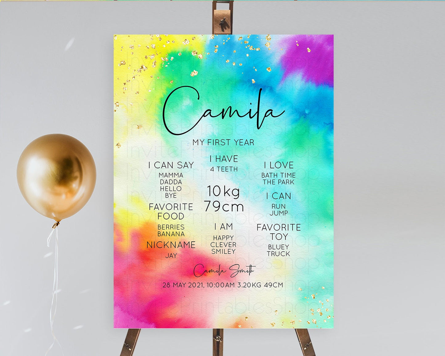 Tie Dye Milestone Board Rainbow First Birthday Milestone Poster Pastel Milestone Colorful Milestone Board Pastel Rainbow Birthday D10462