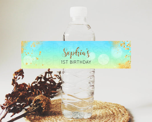 Editable Pastel Water Label Template Pastel Ombre Rainbow Watercolor Colorfu