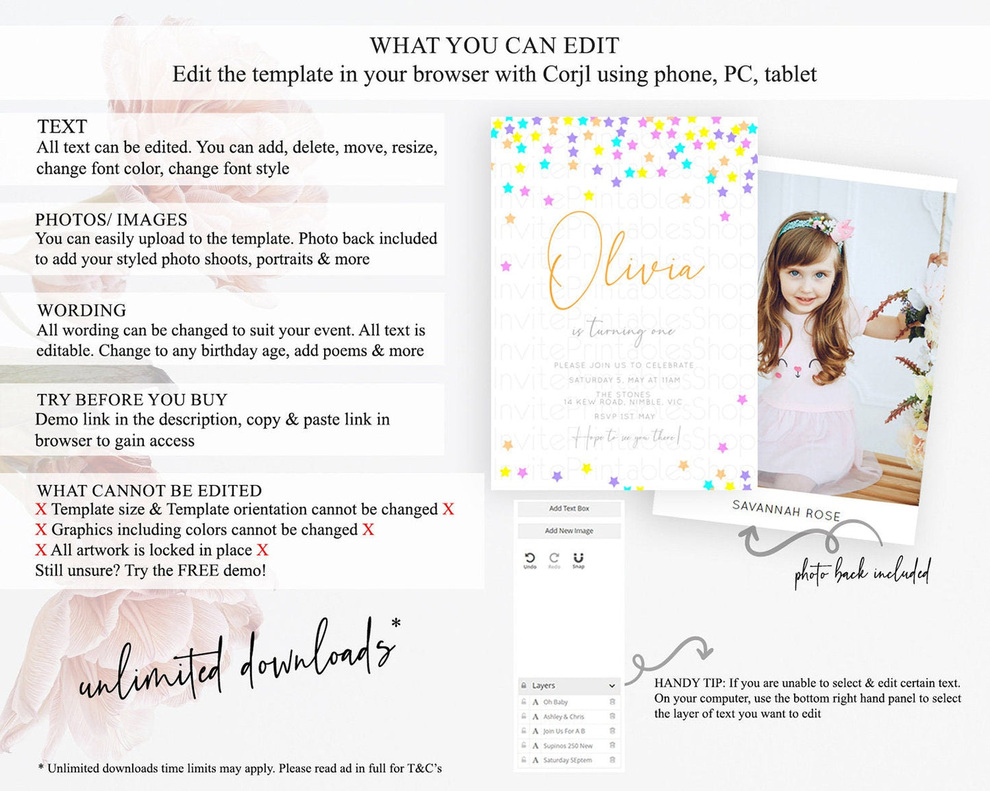Star Birthday Invitation Pastel Stars Invite Shooting Star Party Rainbow Colorful Confetti Twinkle Little Star 2nd First Birthday D10397