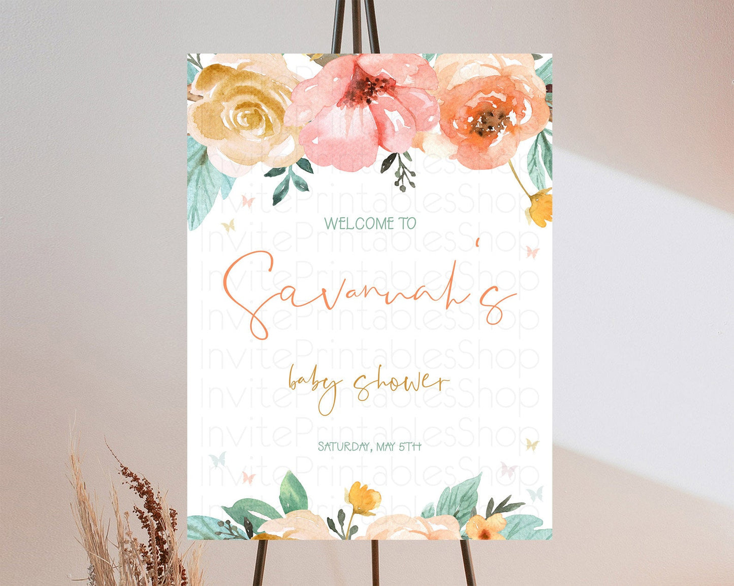 Secret Garden Baby Shower Welcome Sign Wildflower Welcome Board Pastel Flower Garden Welcome Poster Boho Wildflower Welcome Sign D10347