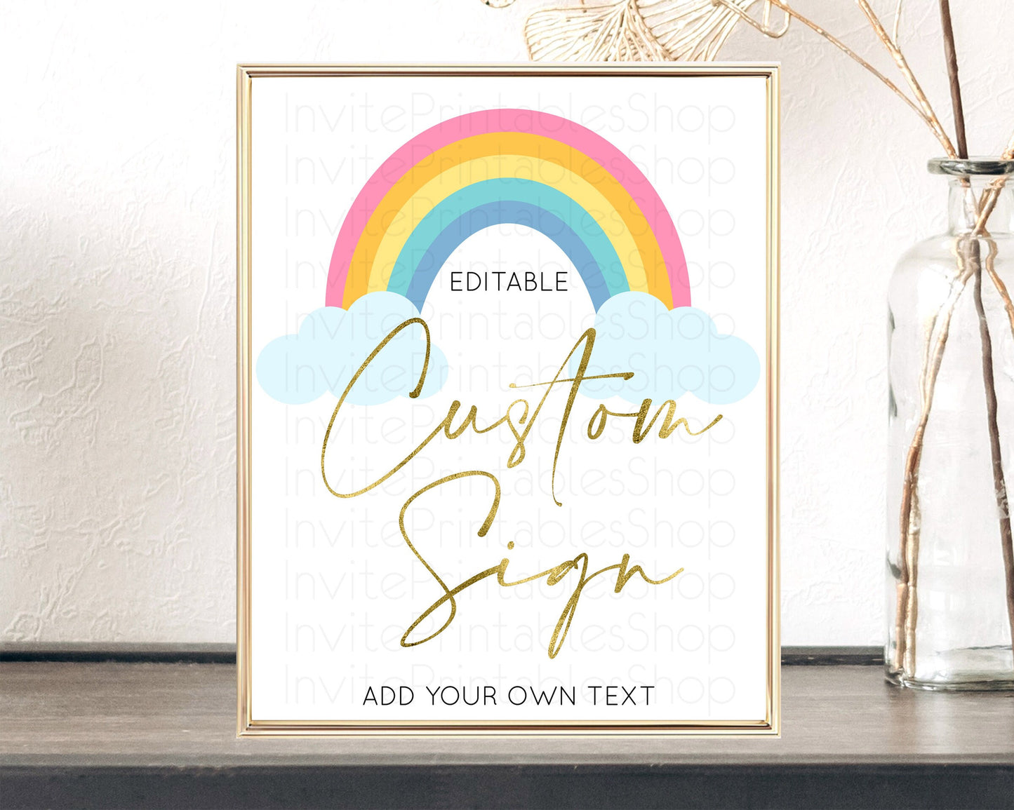 Editable Pastel Rainbow Sign Rainbow Table Sign Decor Boho Colorful Rainbow