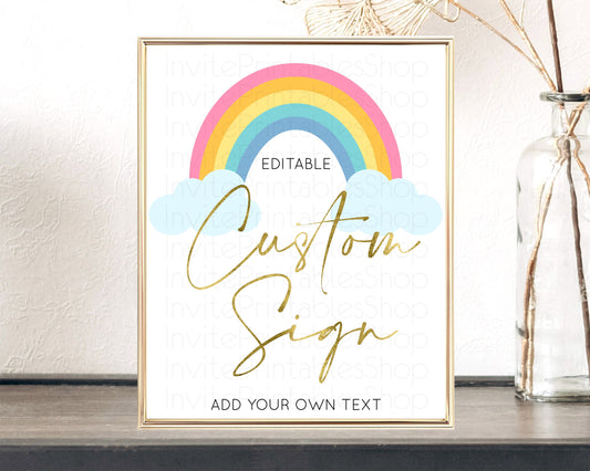 Editable Pastel Rainbow Sign Rainbow Table Sign Decor Boho Colorful Rainbow