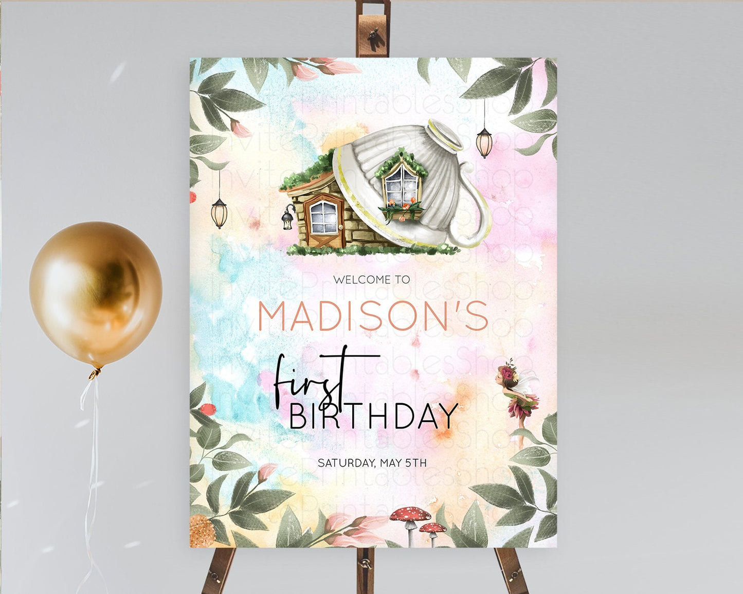 Fairy Welcome Sign Fairy Welcome Board Enchanted Garden Pastel Floral Butterfly Decor Secret Garden First Birthday Welcome Sign D10555