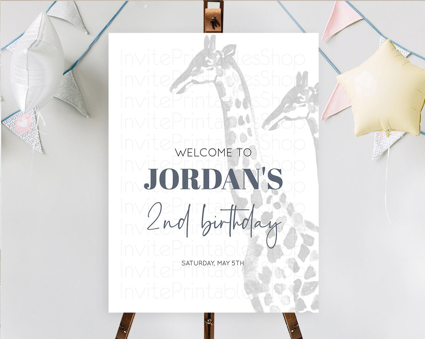 Giraffe Welcome Sign Giraffe Welcome Board Giraffe Party Welcome Poster Safari Adventure Decor Giraffe First Birthday Welcome Sign D10306