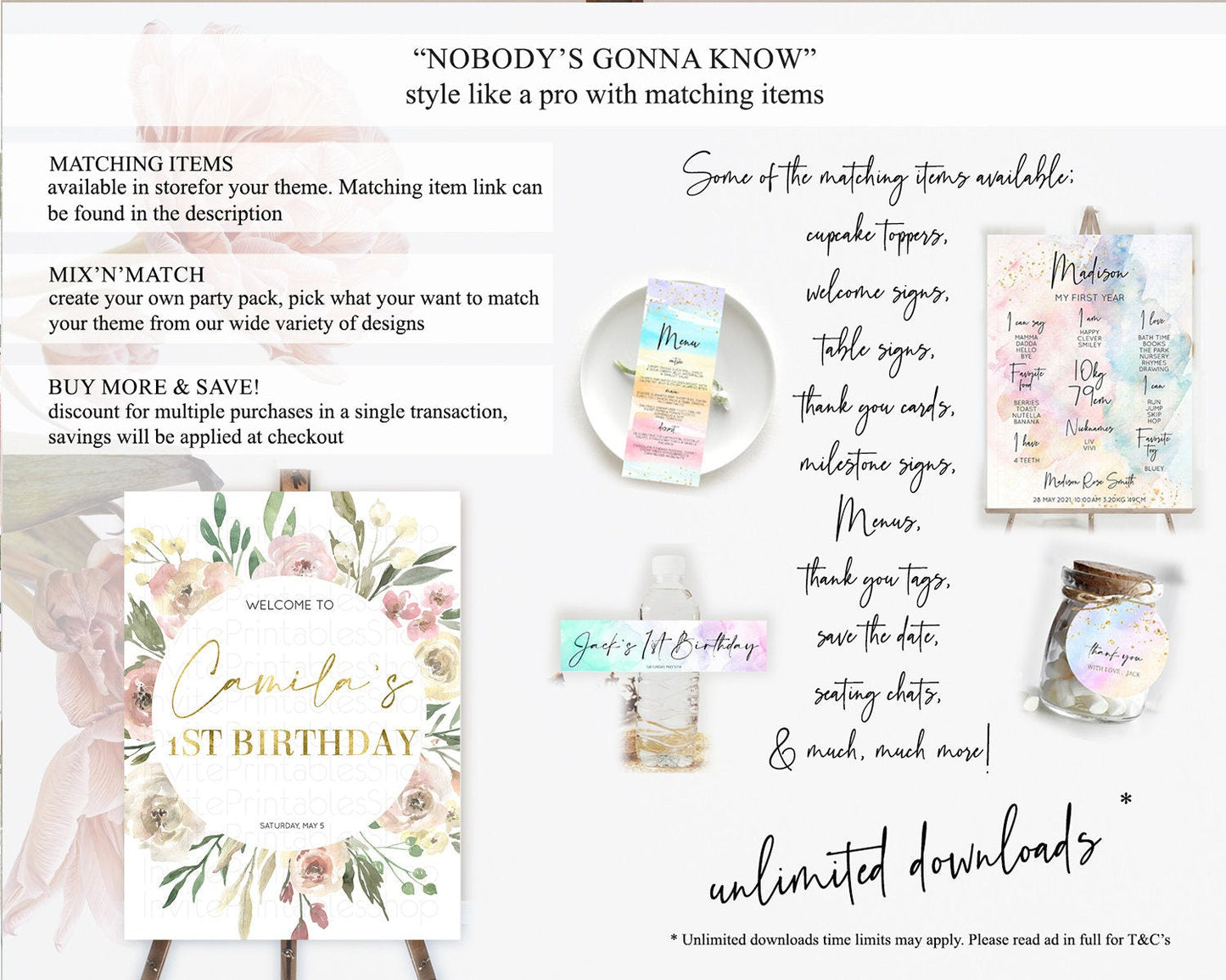 Secret Garden Welcome Sign Wildflower Welcome Board Pastel Flower Garden Welcome Poster Boho Wildflower First Birthday Welcome Sign D10202