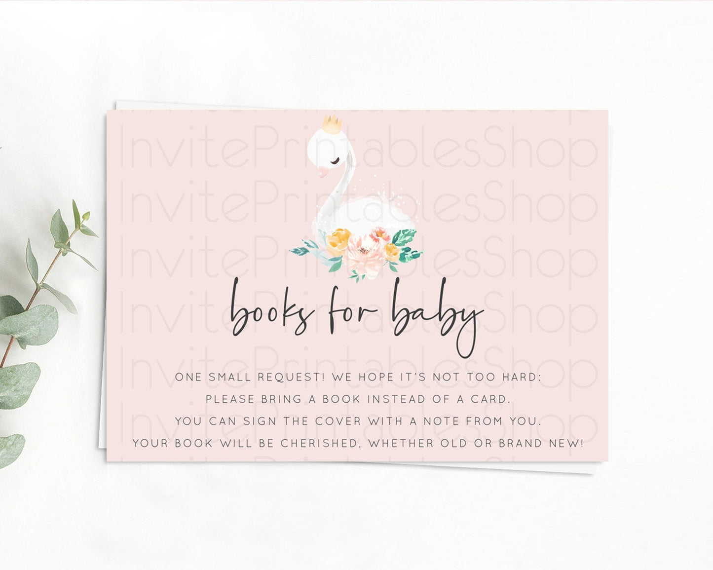 Swan Books For Baby Card Swan Princess Ballet Book Insert Enchanted Swan Lake Book Card Secret Garden Floral Book Poem Request D10388
