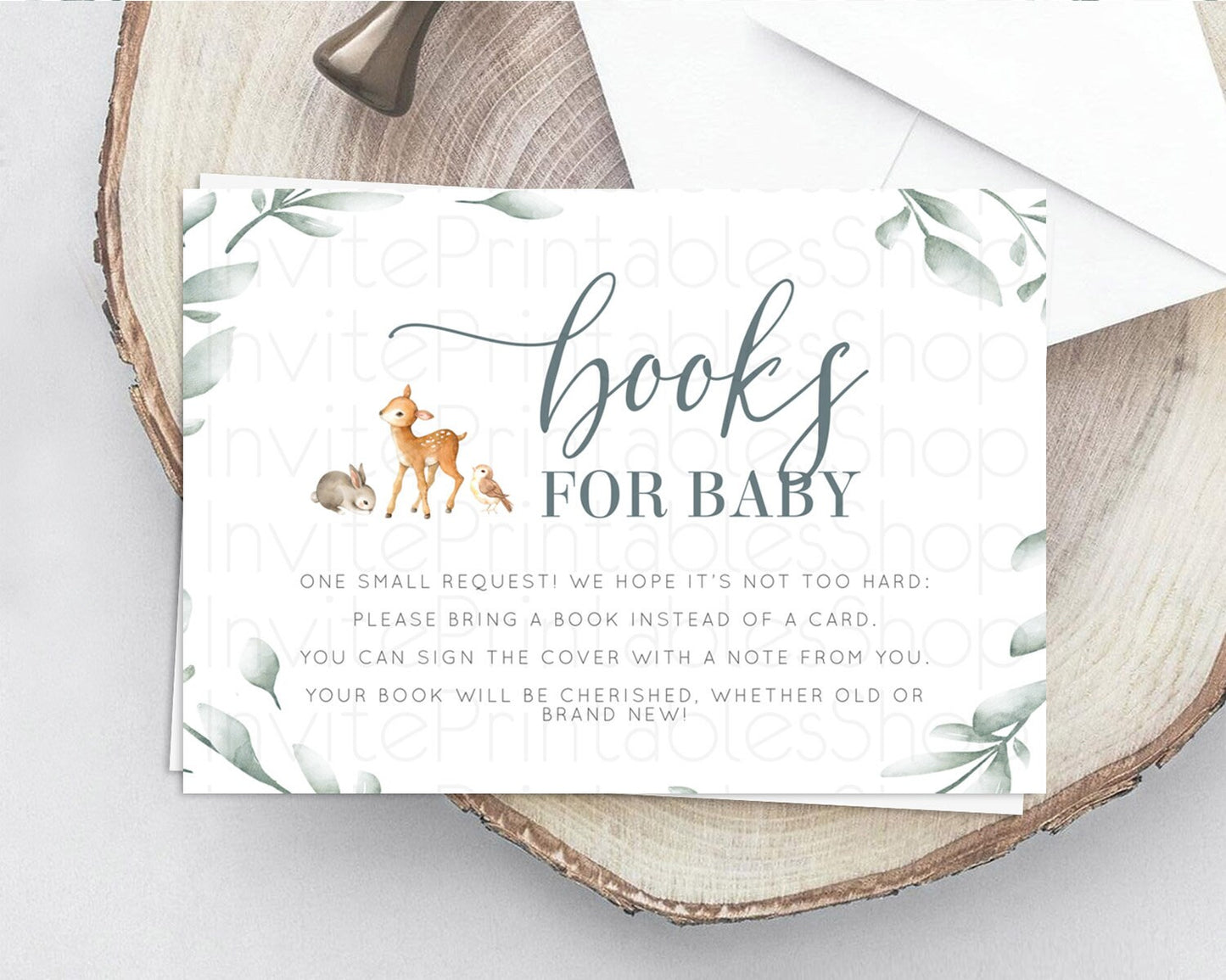 Fawn Books For Baby Card Deer Book Insert Floral Deer Book Card Enchanted Forest Butterfly Pastel Baby Shower Book Poem Request D10872