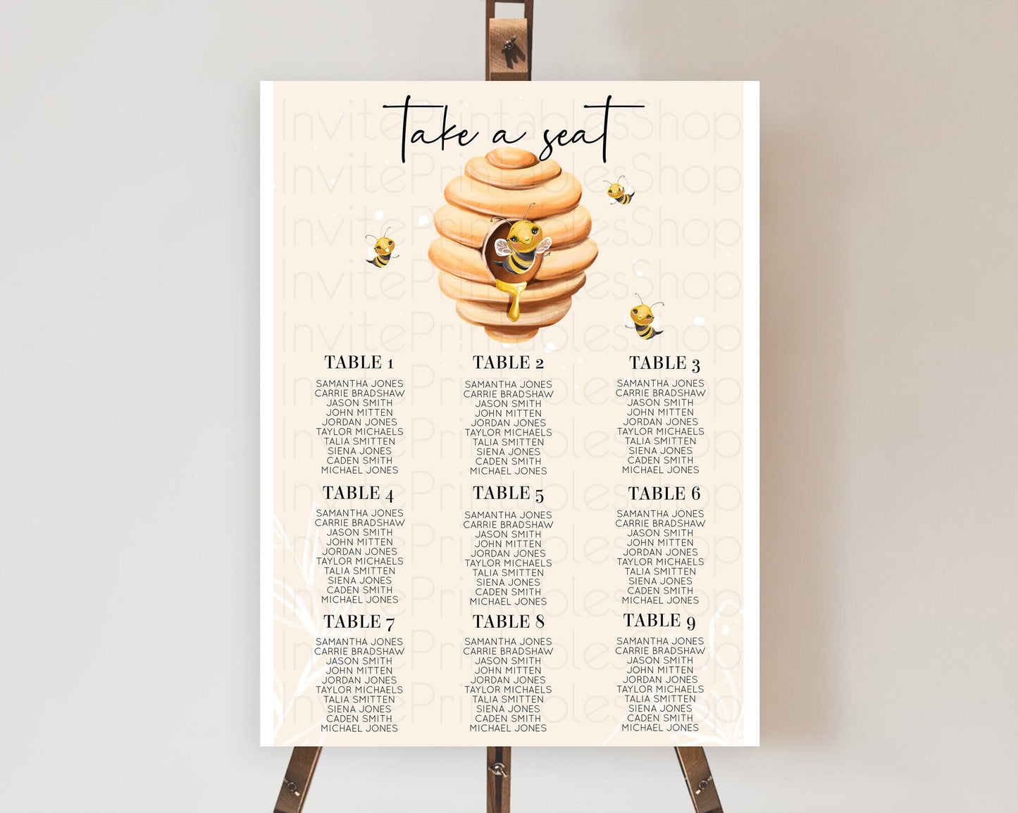 Bee Seating Chart Queen Bee Seating Chart Bee Day Seating Sign Beehive Seating Board Sweet Honey Bee Party Seating Board Bee Décor D10754