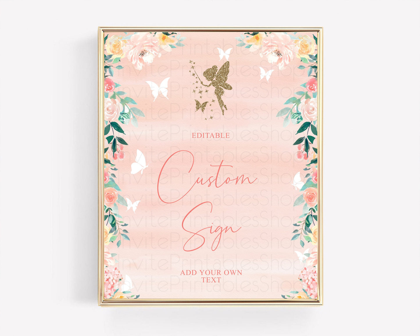 Fairy Sign Enchanted Garden Table Sign Décor Pastel Floral Butterfly Party Secret Garden Birthday Baptism Baby Shower Bridal Shower D10792