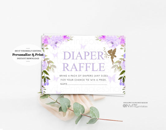 Editable Editable Fairy Books for Baby Card Pastel Purple Floral Garden Flow