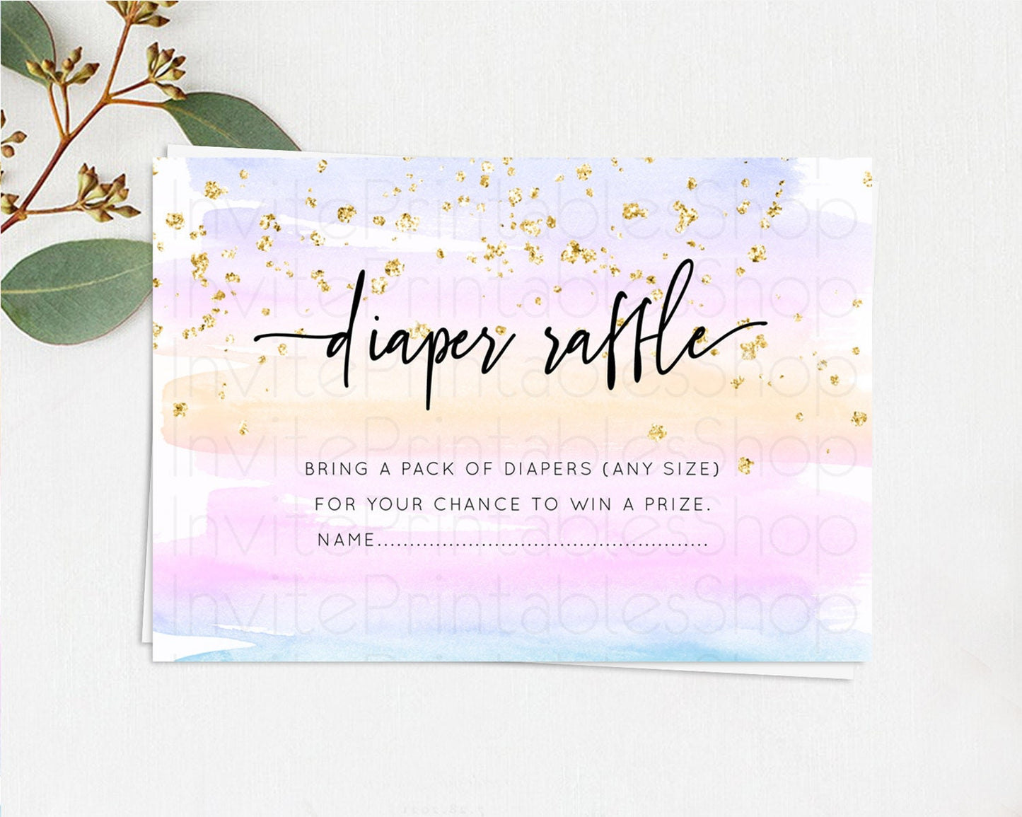 Editable Pastel Diaper Raffle Card Pastel Rainbow Diaper Raffle Insert Color