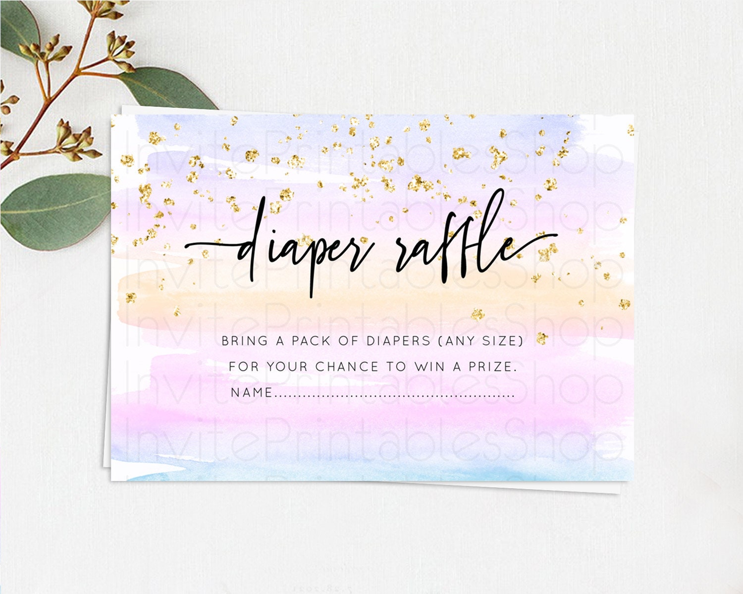 Editable Pastel Diaper Raffle Card Pastel Rainbow Diaper Raffle Insert Color