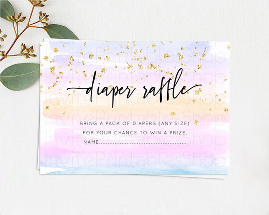 Editable Pastel Diaper Raffle Card Pastel Rainbow Diaper Raffle Insert Color