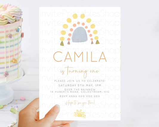 Editable Pastel Rainbow Birthday Invitation Pastel Rainbow Invitation Rainbo