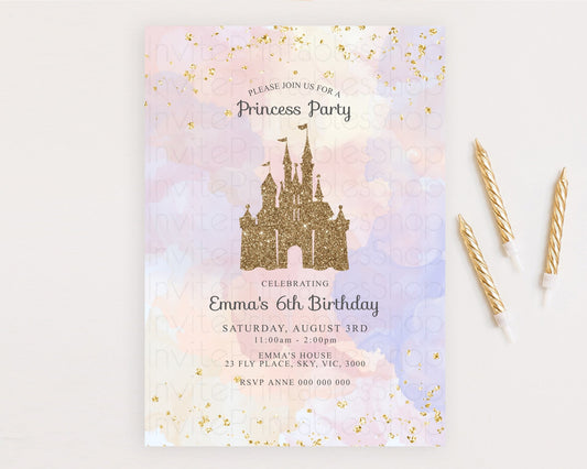 Editable Princess Birthday Invitation Princess Invitation Pastel Invitation