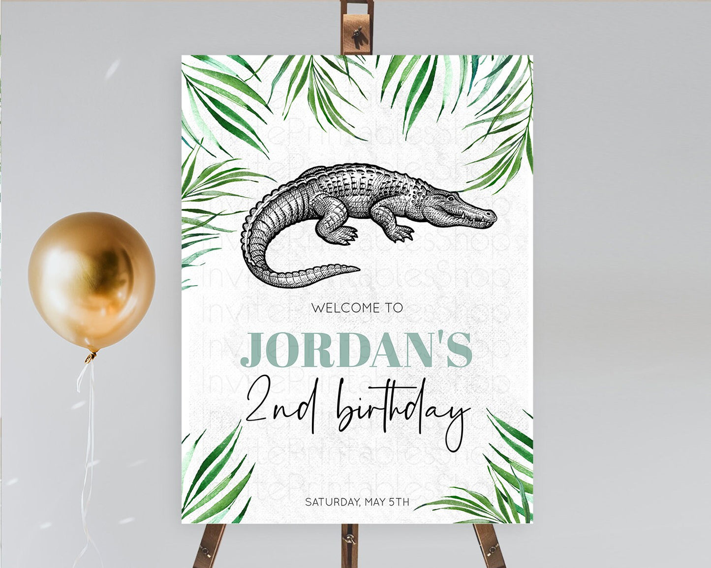Editable Crocodile Welcome Sign Alligator Welcome Board Croc Gator Party Wel