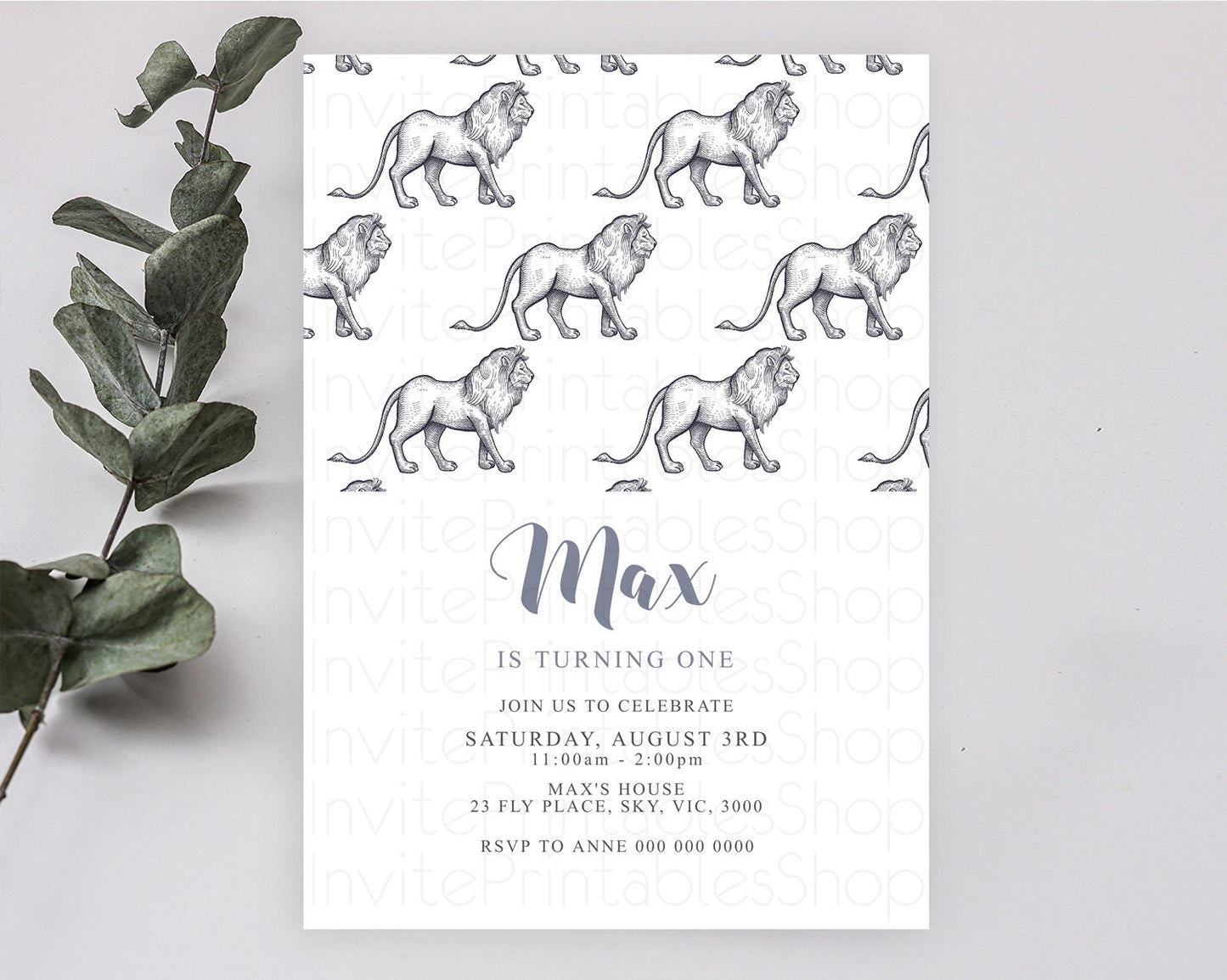 Lion Birthday Invitation Lion Invitation Modern Safari Lion Party 2 Wild 1 Safari Adventure Zoo Birthday Minimalist Lion Invites D10246