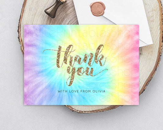 Editable Tie Dye Thank You Rainbow Tie Dye Thank You Card Pastel Birthday Th