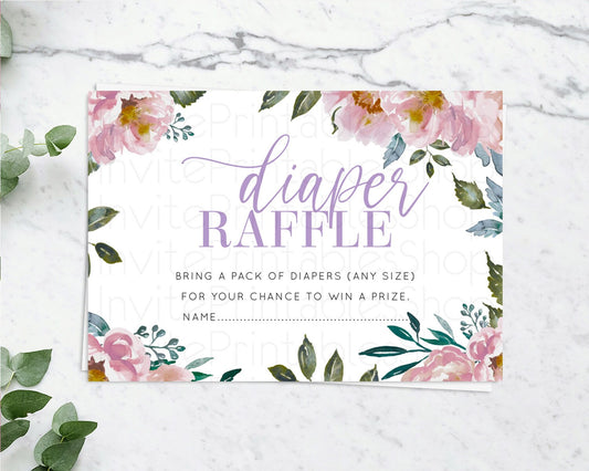 Editable Secret Garden Diaper Raffle Card Boho Wildflower Diaper Raffle Inse