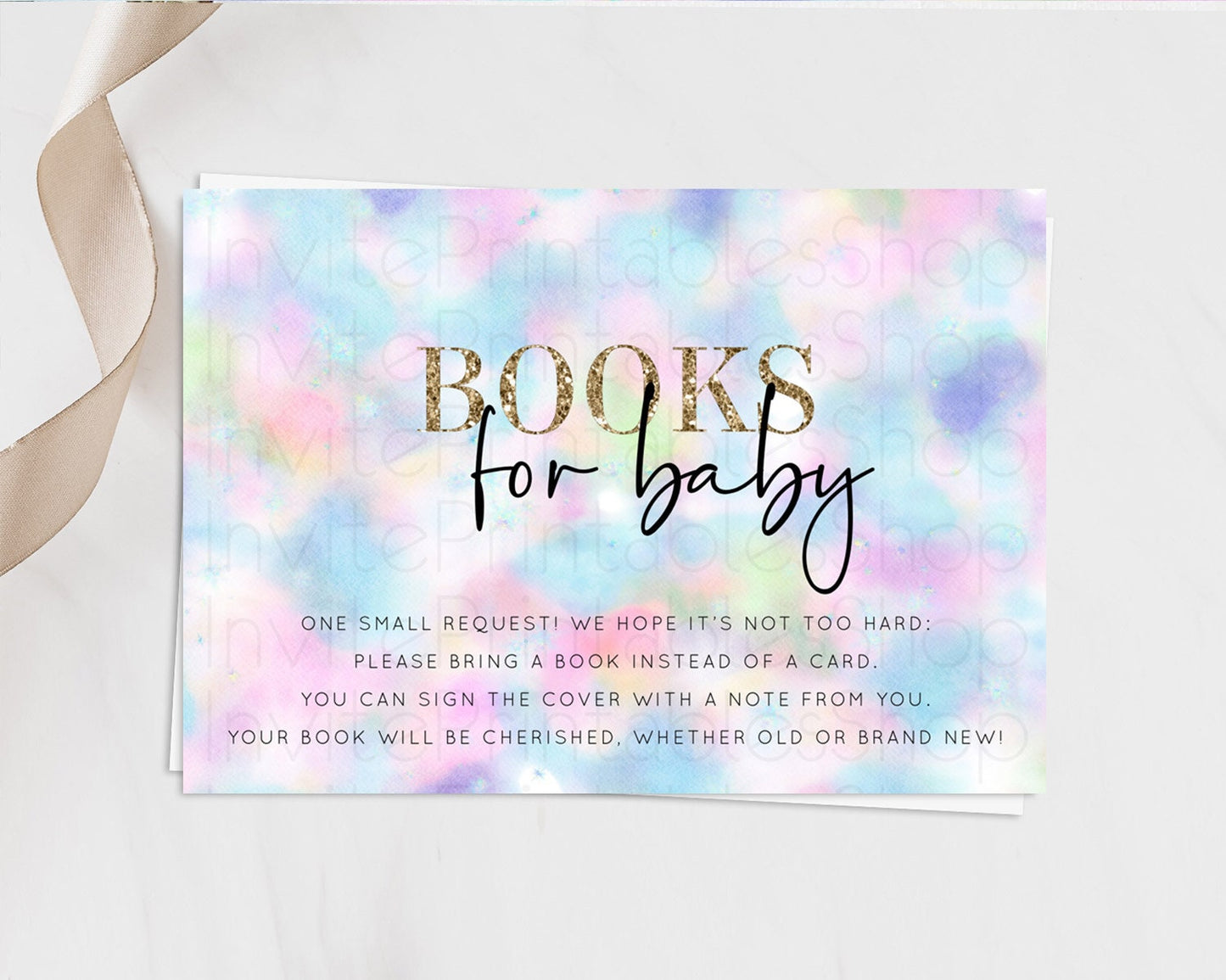 Pastel Books For Baby Card Pastel Rainbow Book Insert Colorful Ombre Watercolor Book Card Confetti Glitter Baby Book Poem Request D10694