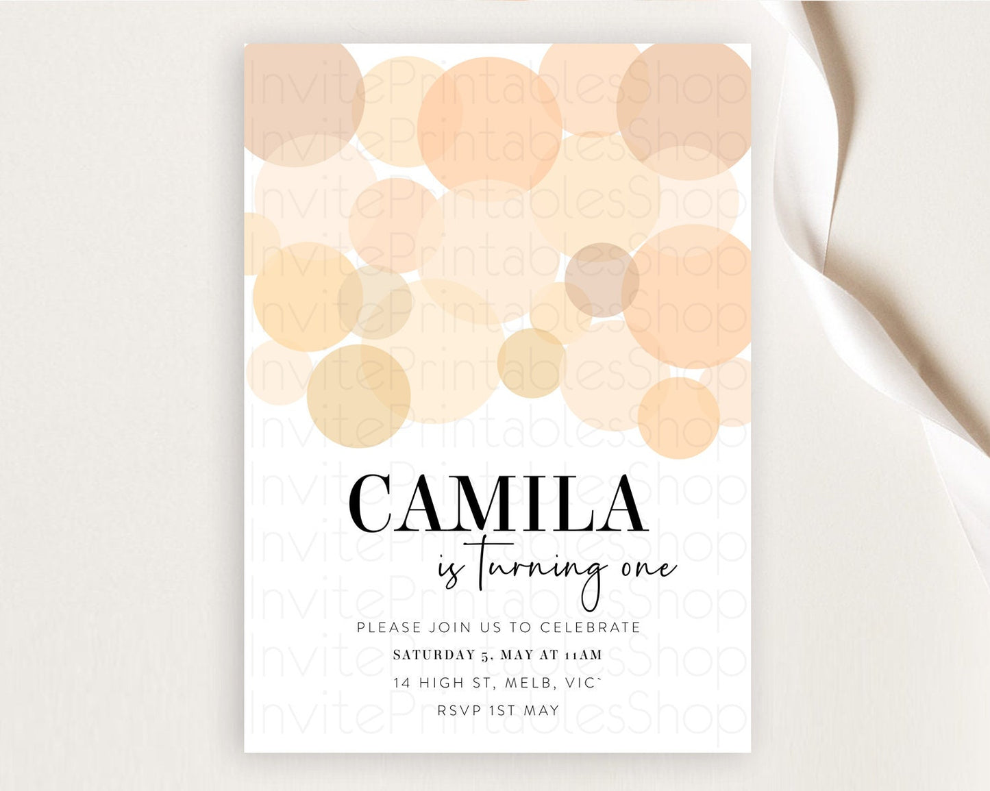 Pastel Birthday Invitation Orange Confetti Birthday Invitation Confetti Birthday Invitation Bubbles Invitation 1st First Birthday 100212
