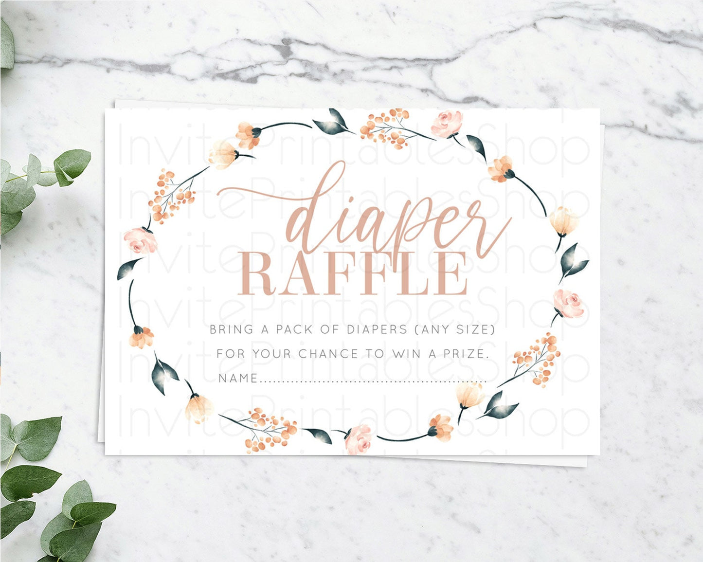 Secret Garden Diaper Raffle Card Boho Wildflower Diaper Raffle Insert Pastel Flower Garden Baby Shower Card Flower Raffle Game D10240