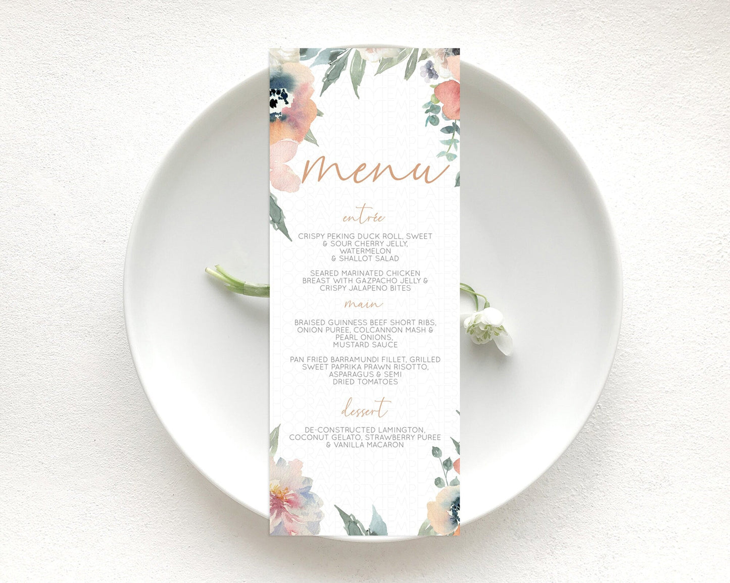 Secret Garden Menu Wildflower Menu Template Pastel Flower Garden Table Decor Boho Floral Dinner Dessert Floral Party Food Menu D10787