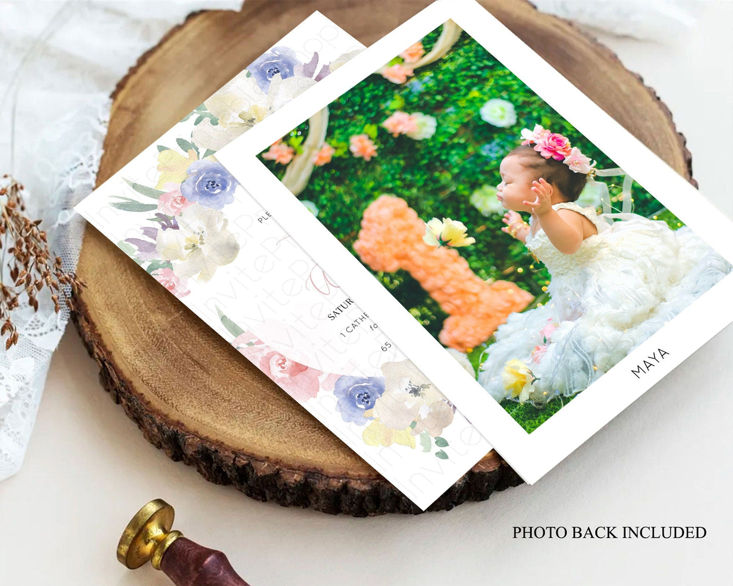 Secret Garden Baptism Invitation Wildflower Baptism Birthday Invite Pastel Flowers Christening Invite Enchanted Garden Boho Floral D10841