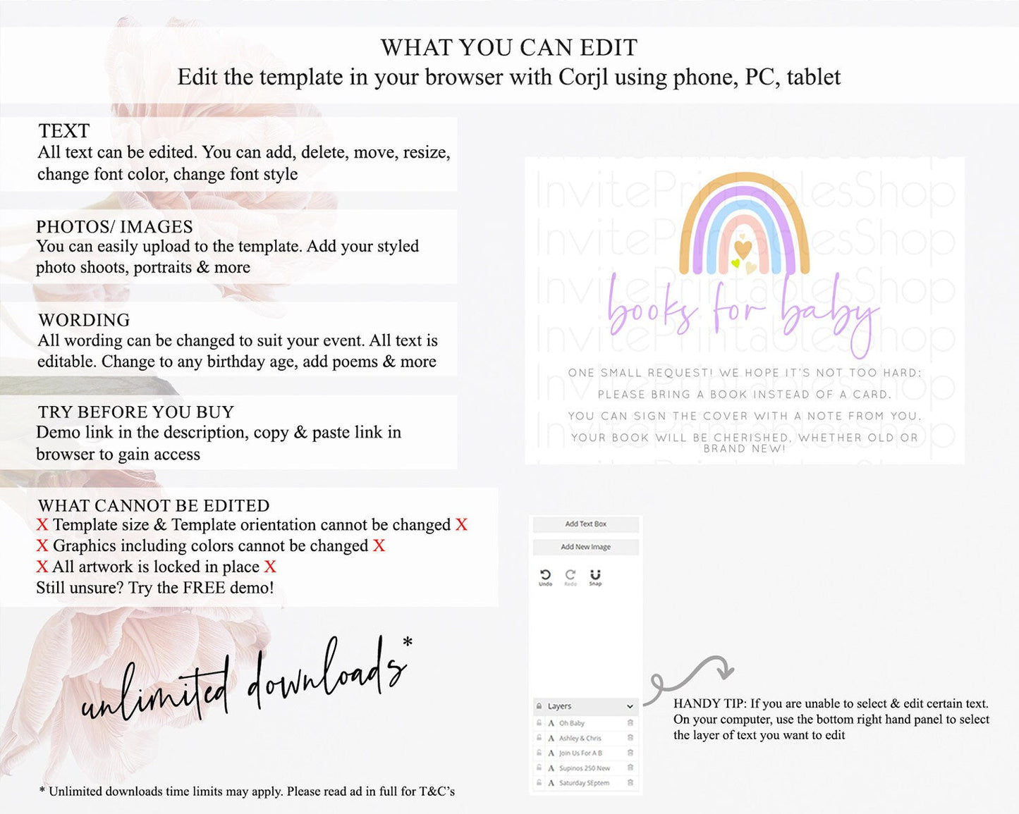 Pastel Rainbow Books For Baby Card Boho Rainbow Book Insert Boho Rainbow Book Card Pastel Watercolor Baby Shower Book Poem Request D10238