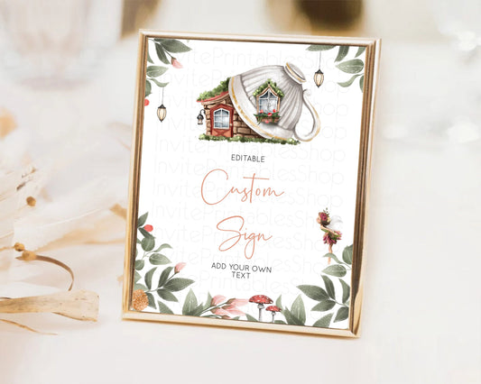 Editable Fairy Sign Enchanted Garden Table Sign Decor Pastel Floral Butterfl