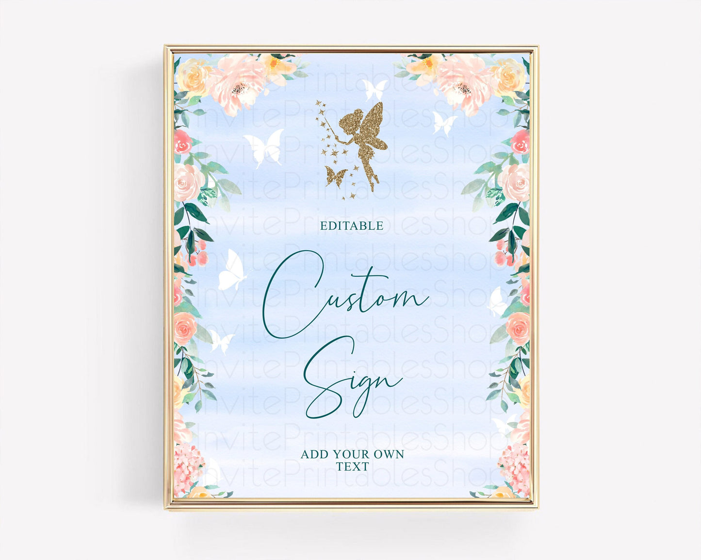 Fairy Sign Enchanted Garden Table Sign Décor Pastel Floral Butterfly Party Secret Garden Birthday Baptism Baby Shower Bridal Shower D10794