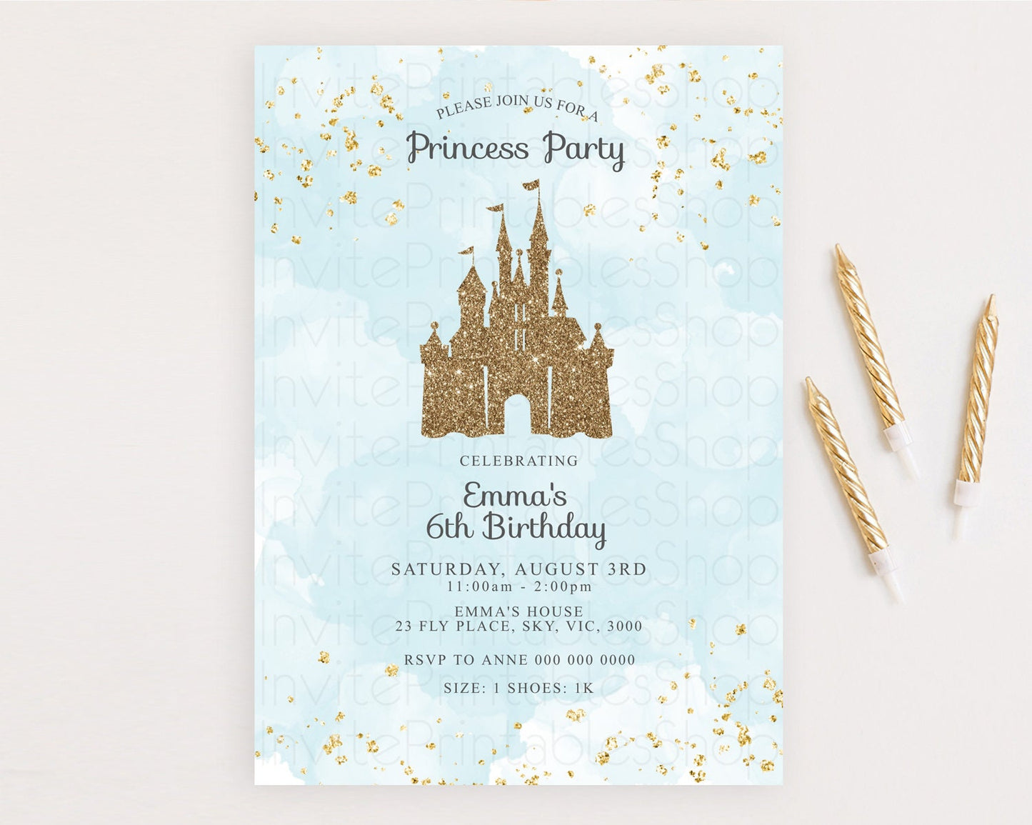 Princess Birthday Invitation Princess Invitation Pastel Invitation Royal Birthday Rainbow Color Enchanted Castle 1st First Birthday D10702