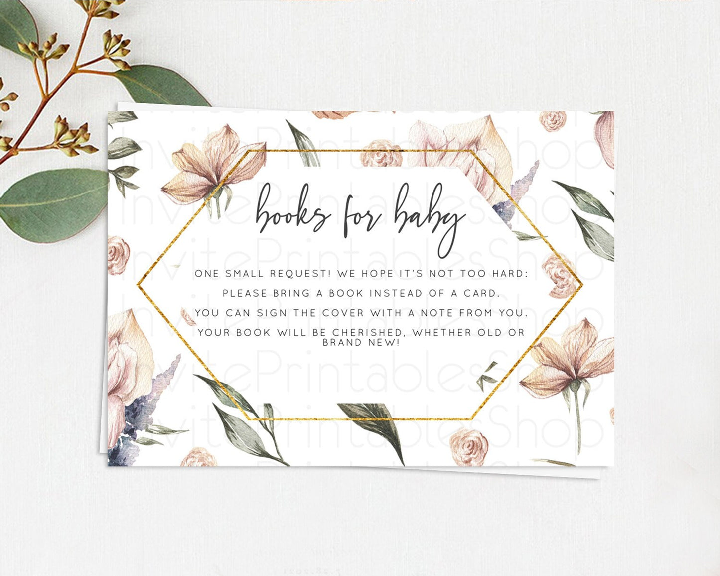 Editable Secret Garden Books For Baby Card Boho Wildflower Book Insert Paste