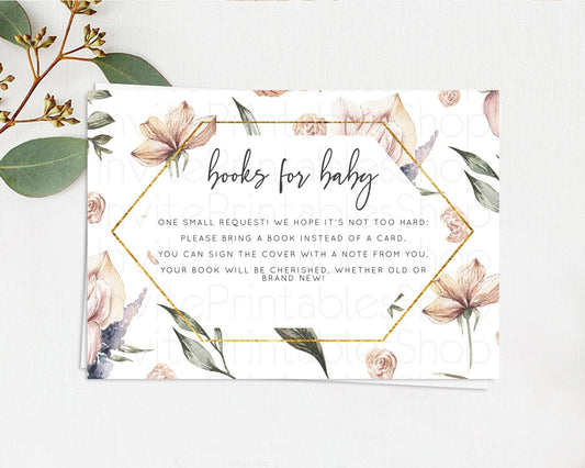 Editable Secret Garden Books For Baby Card Boho Wildflower Book Insert Paste