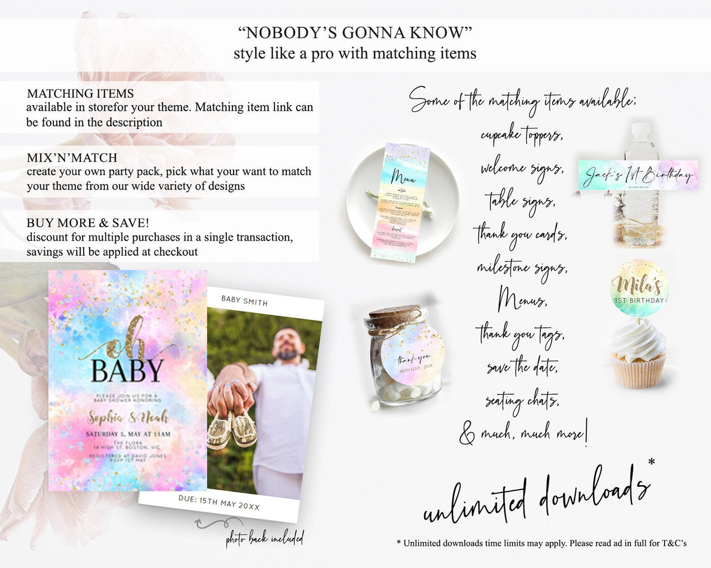 Pastel Baby Shower Invitation Rainbow Baby Shower Invitation Colorful Pastel Watercolor Invitation Gold Glitter Sprinkles Ombre D10608