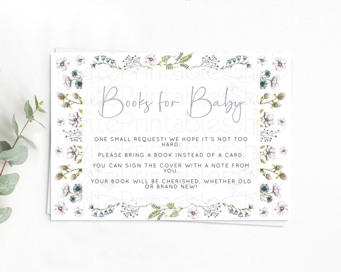 Editable Secret Garden Books For Baby Card Boho Wildflower Book Insert Paste