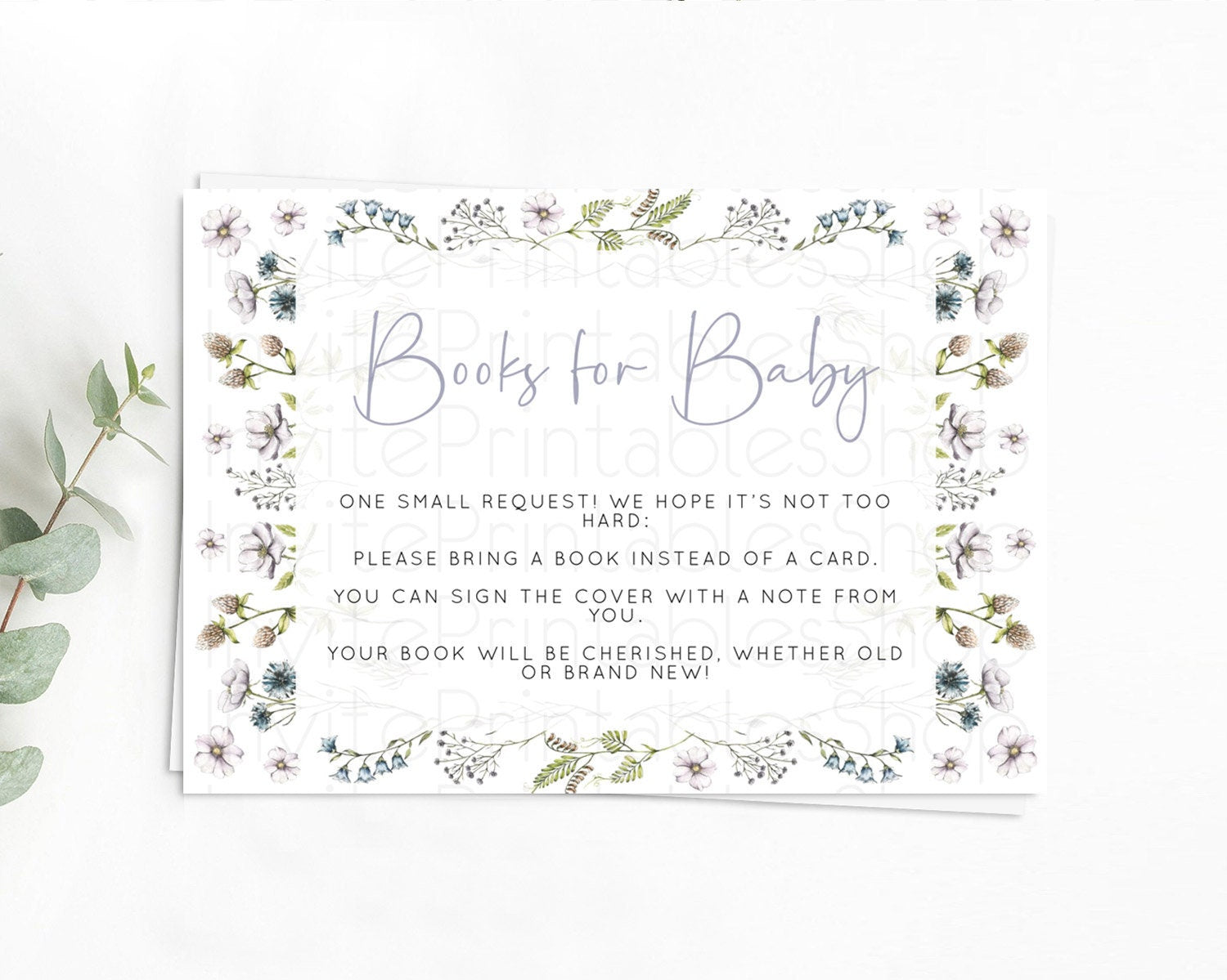 Editable Secret Garden Books For Baby Card Boho Wildflower Book Insert Paste