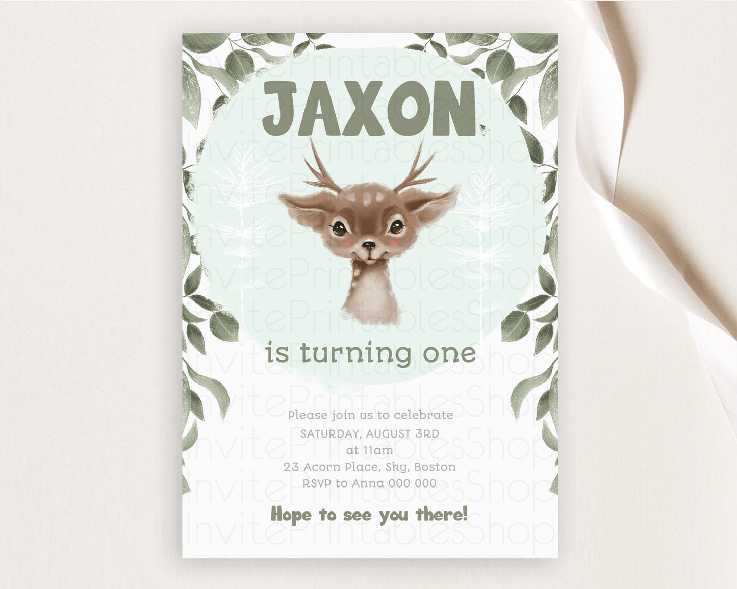 Fawn Birthday Invitation Deer Birthday Invitation Enchanted Forest Party Butterfly Pastel Flowers Whimsical 2nd 1st First Birthday D10191