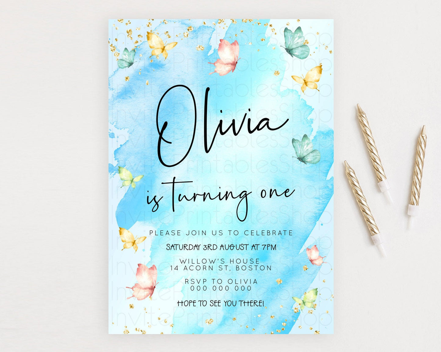 Pastel Butterfly Birthday Invitation Butterfly Birthday Invitation Whimsical Butterfly Enchanted Garden 1st 2nd Birthday Invitation D23213